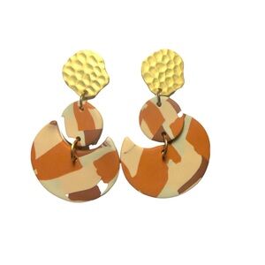 Handmade Polymer Clay Brown Abstract Earrings